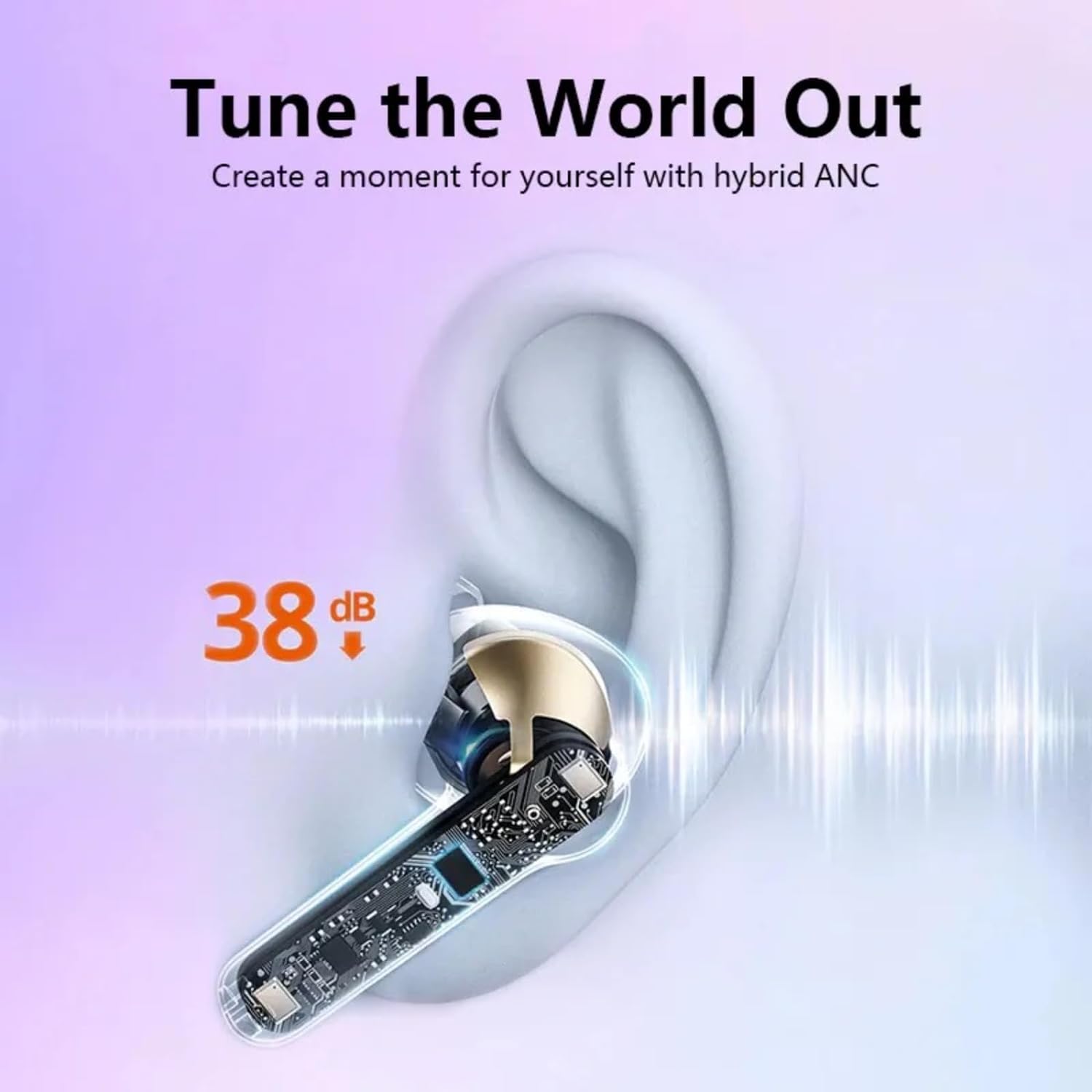 Crystal Transparent Waterproof & Wireless Earbuds, LED Digital Display